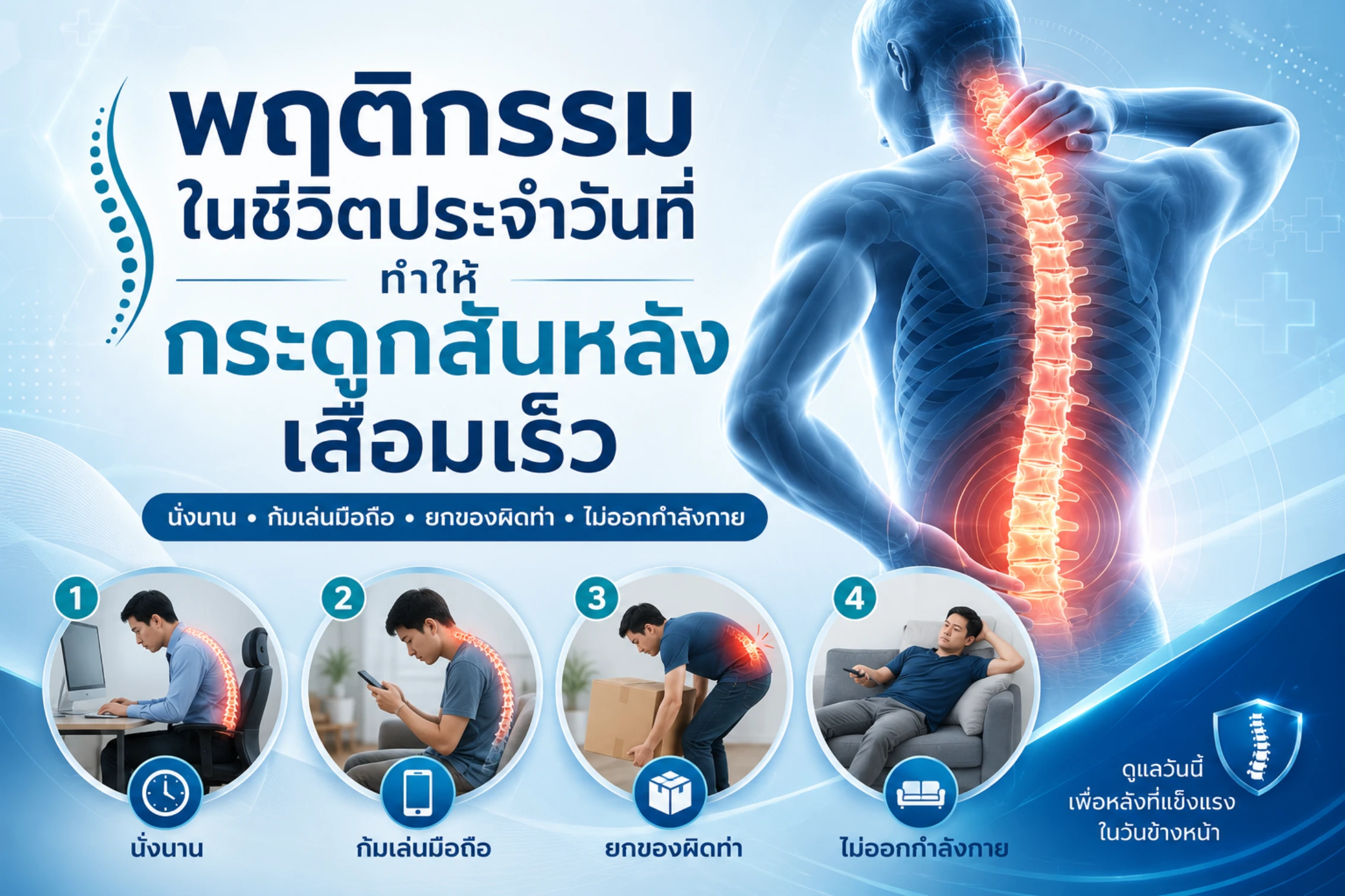 พฤติกรรมในชีวิตประจำวันที่ทำให้กระดูกสันหลังเสื่อมเร็ว