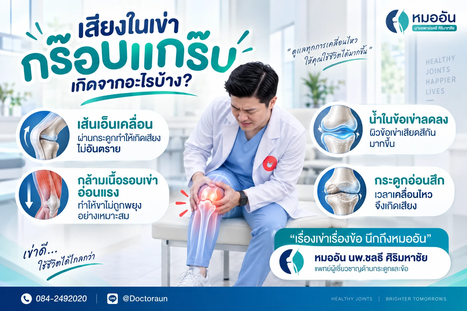 เสียงในเข่า “กร๊อบแกร๊บ” เกิดจากอะไร? แบบไหนควรไปพบแพทย์
